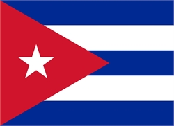 [ai] The flag of Cuba, featuring five horizontal stripes in blue and white, with a red triangle on the left side containing a white star in the center.